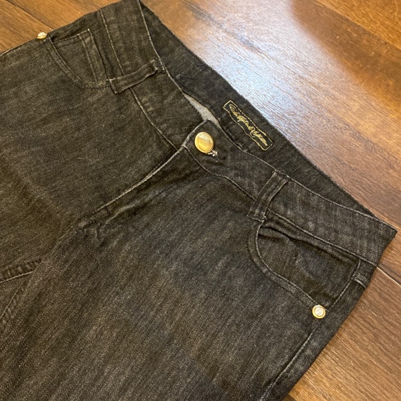 Y2K SOUTH POLE COLLECTION DARK BLACK SKINNY DENIM JEANS SZ 7 - Picture 9 of 10